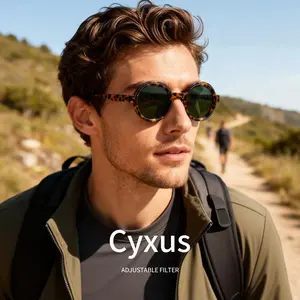 【Black Friday】Cyxus Adjustable ND Filter Sunglasses with 9-Step Light Reduction Polarized UV400 Vintage Punk Style Unisex Shades for Outdoor Travel - P1323
