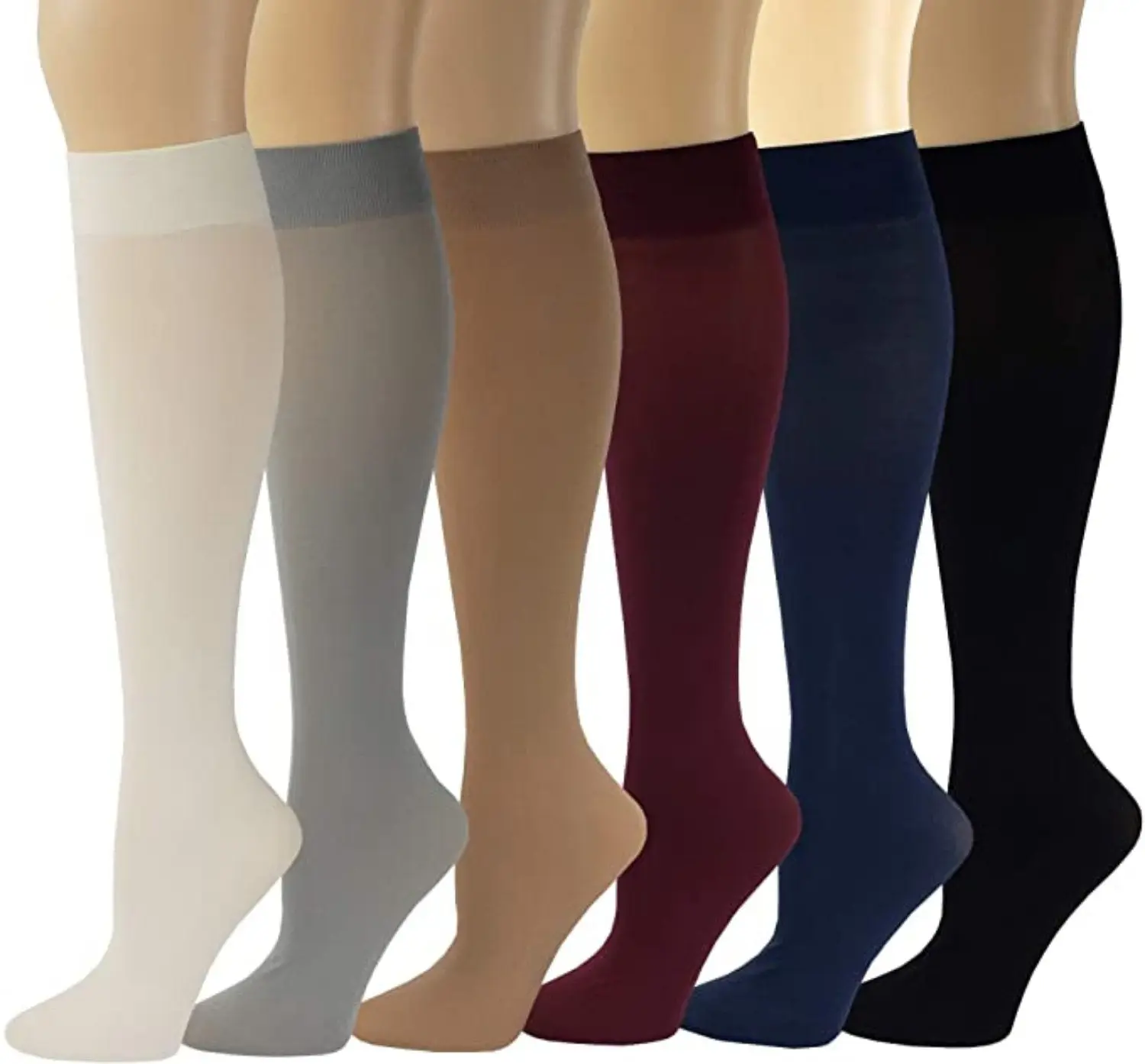 Women's Opaque Knee High Trouser Socks - 6 Pairs, Stretchy, Soft, Comfortable, Silky Feminine Legwear, Ideal for Formal Outfits & Day Wear, All Seasons, Slip