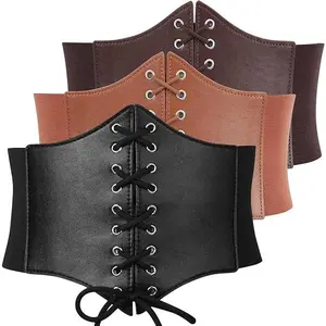 SUOSDEY Women’s Elastic Costume Waist Belt Lace-up Tied Waspie Corset Belts for Women Halloween