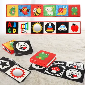 Baby Folding Cloth Book Soft Fabric Infant Toy, 3D Visual Color Cognition Newborn Baby Head Lifting Training, Easter Carnival Children Gift