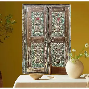 Antique Indian Jharokha Window Shutter Wall Decor Carved Window 57