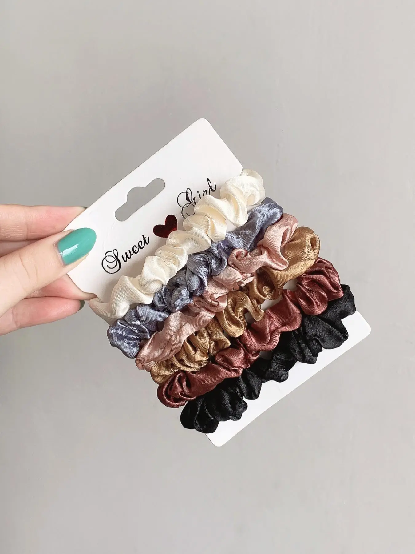 Summer 2024 Plain Color Frill Design Satin Hair Tie for Galentineday Gift, Casual Daily Hair Accessories for Women, Cute Ponytail Holder