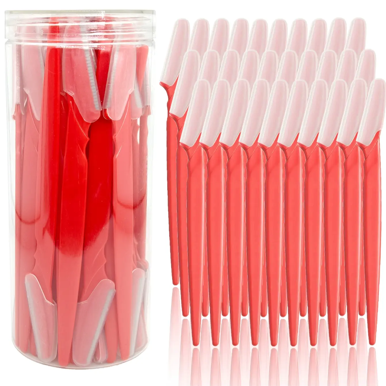 Red Eyebrow Razor and Face Razor for Women and Men, Eyebrow Hair Trimmer and Shaver with Protective Cover, Stainless Steel, Safe and Newbie Friendly, Cosmetic Tools