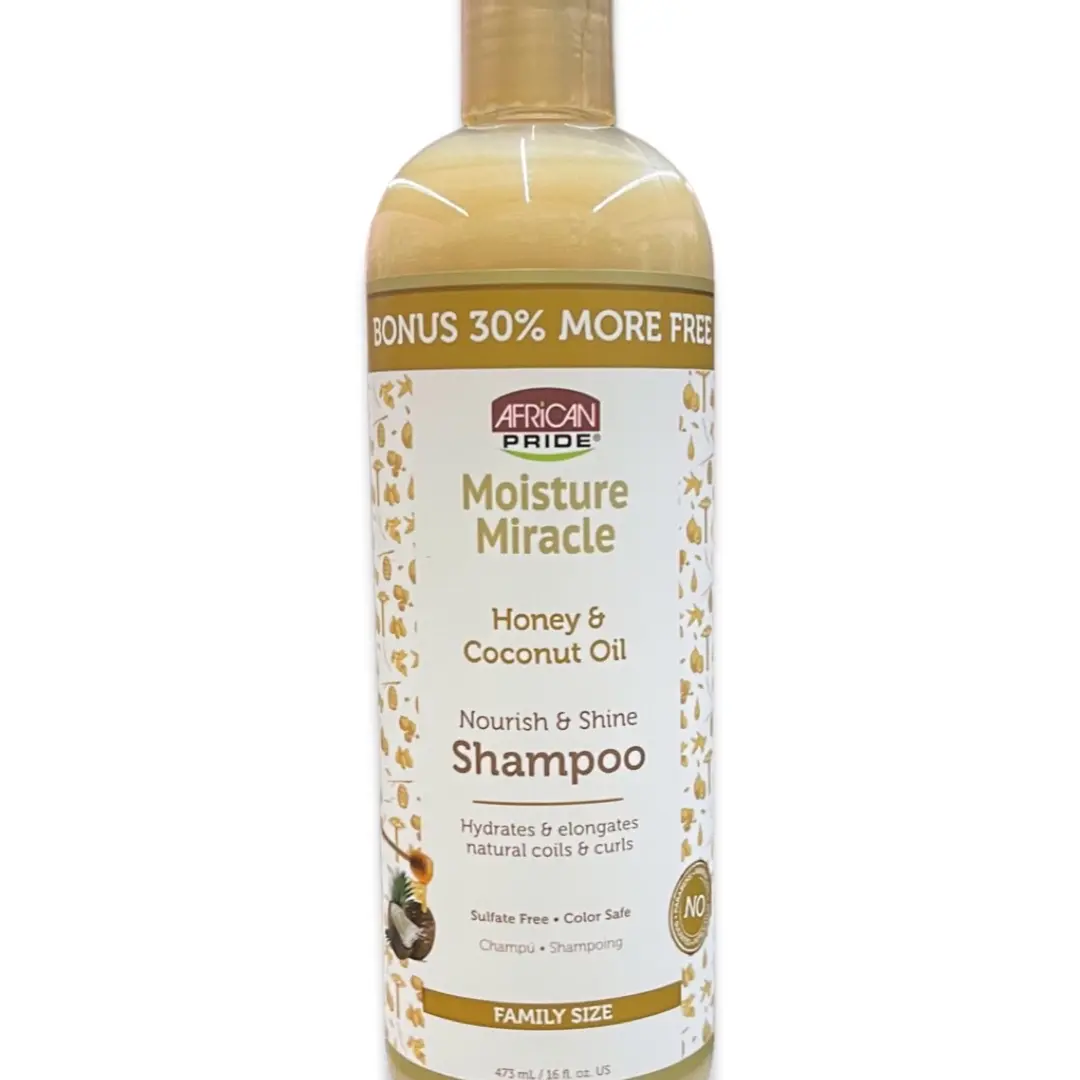 African Pride Moisture Miracle Honey And Coconut Oil Nourish And Shine Shampoo 16oz