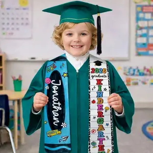 Personalized Kid Graduation Stole, Custom Crayon Kindergarten Grad Stole, Class Of 2026 Sash, Custom Graduation Gift for Daughter Son