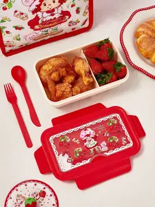 Strawberry Shortcake Thermal Lunch Box Bento - 1100mL Portable, Lightweight, Durable, Leakproof Insulated Cooler with Spoon, Fork for Kids, Adults