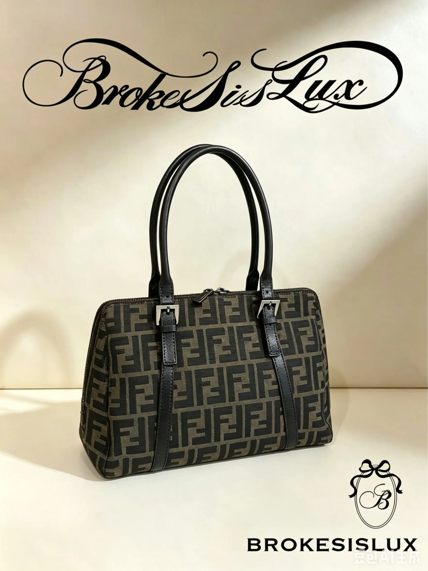 Pre-owned FENDI FF Monogram Canvas Satchel Black Leather Handles, Silver Hardware, Casual Satchel, Classic Shoulder Bag, Commuter Everyday Work Handbag, Casual Handbag Satchel