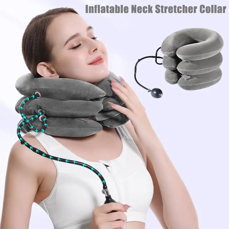 Neck Traction Tool, Inflatable Neck Stretcher Collar, Cervical Traction Relief Instrument, Inflatable Cervical Stretcher, Three-layer Full Velvet Thickened Liner, Inflatable Neck Protector, Portable Neck Relaxer