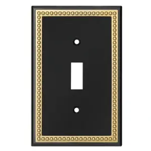 Harmon Black and Brushed Gold Single Toggle Decorative Switchplate Cover