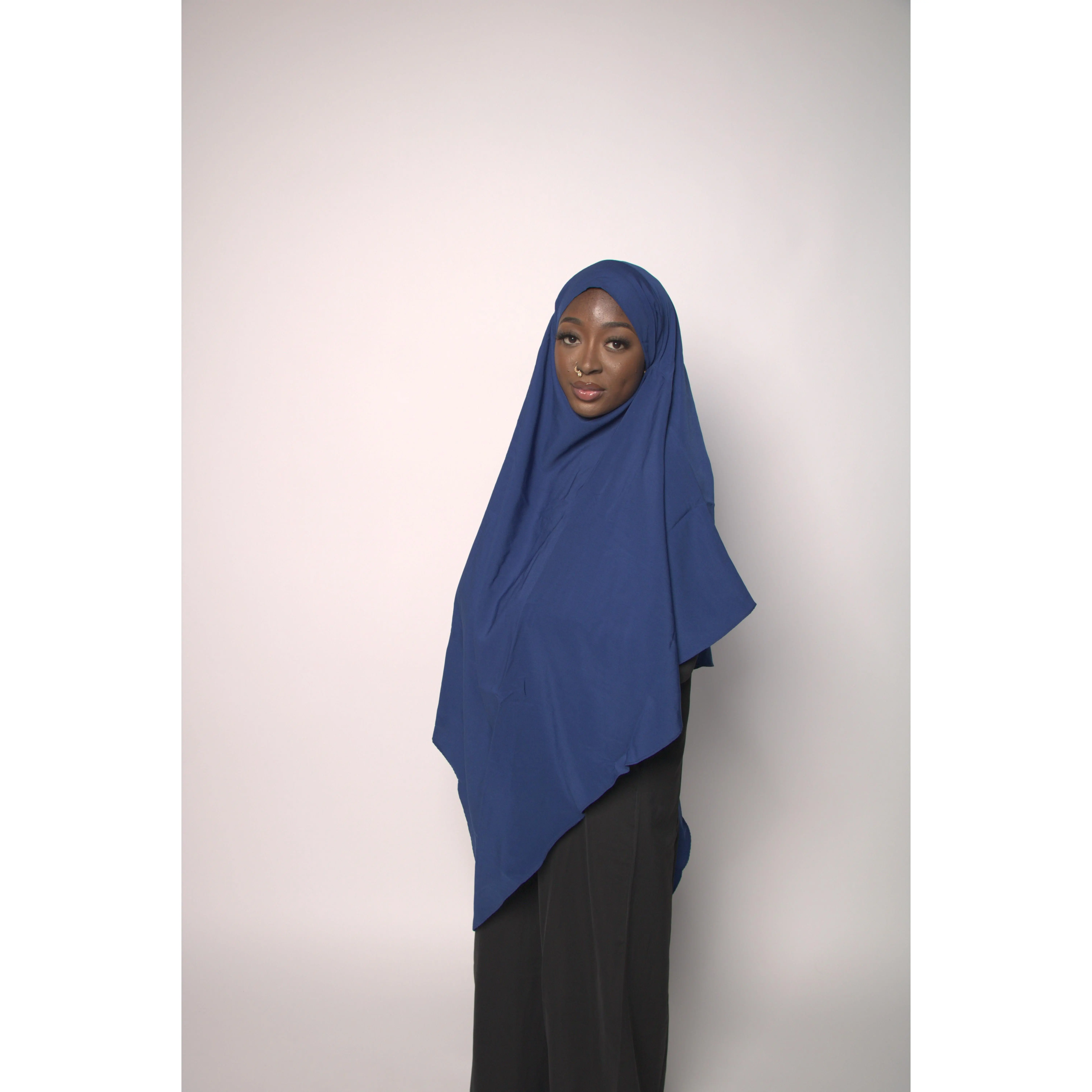 Blue One-Layer Khimar – Lightweight, Flowy With Niqab Strings