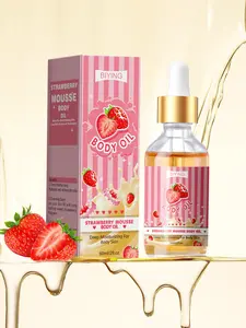 MOOYAM Strawberry Jam Scented Body Oil 2oz/60ml Moisturizing Nourishing with Glycerin Vitamin C Lavender for All Skin Types Hydrating Aroma Cosmetic Moisturizer