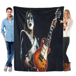Souvenir Blanket Soft And Warm Ace Frehley Playing Guitar Blanket Rock Band Kiss Blanket Room Decoration Blanket Fan Gift Rip