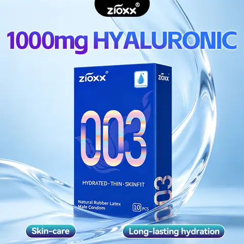 【Zioxx 003】Ultra Thin Condoms for Men 10 Count  Hyaluronic Acid Lubricated for Extra Comfort SkinFit Natural Latex Odorless & Ultra-Sensitive Healthcare Soft Menswear sohochic