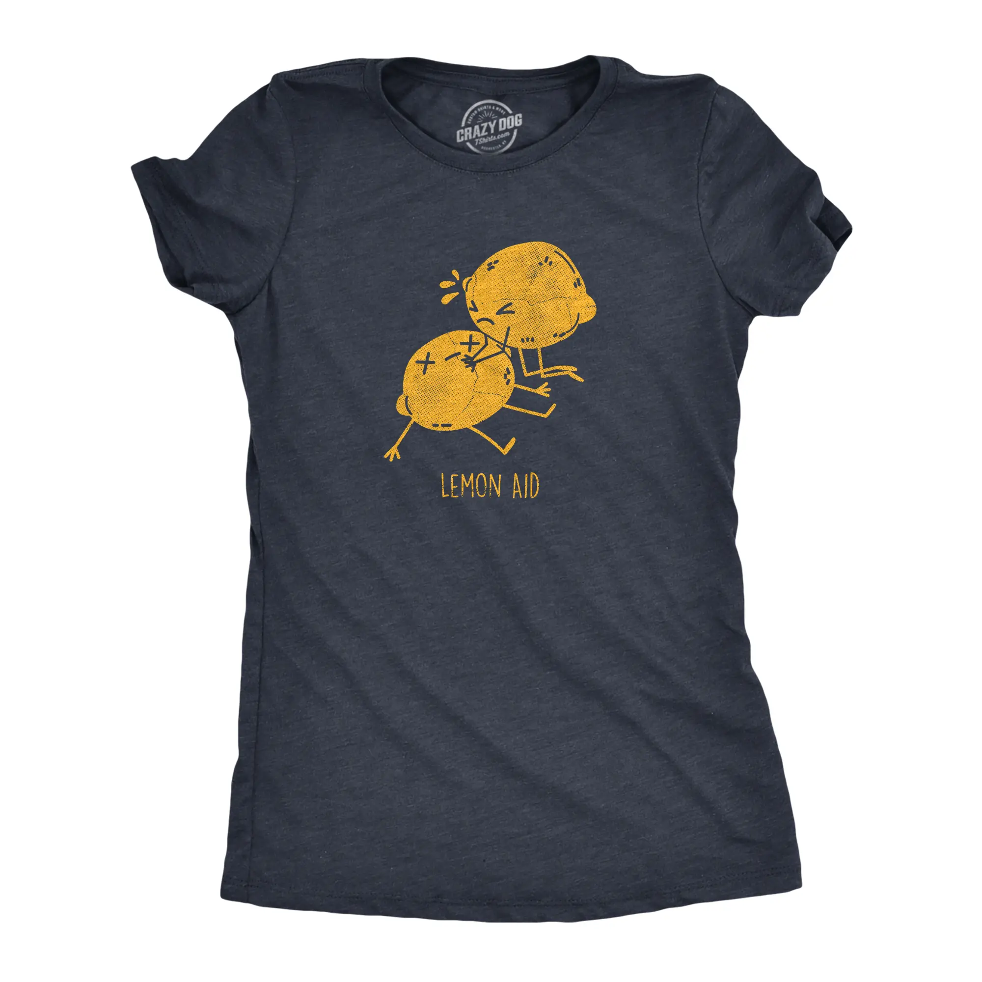 Womens Lemon Aid T Shirt Funny First Aid Lemons CPR Joke Tee for Ladies Funny Womens T Shirts Cute Vintage Fashion Casual Ladies T-Shirt Gift Sarcastic Tops for Women Funny Food Top Women's Novelty Tees Navy -