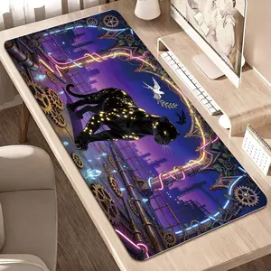 LIVEKEY Aesthetic Gaming Mouse Pad 40x80cm with White Bunny & Rose Design, Large Stitched Edges Desk Mat, Anti-Slip Base & Smooth Surface for PC Gamer
