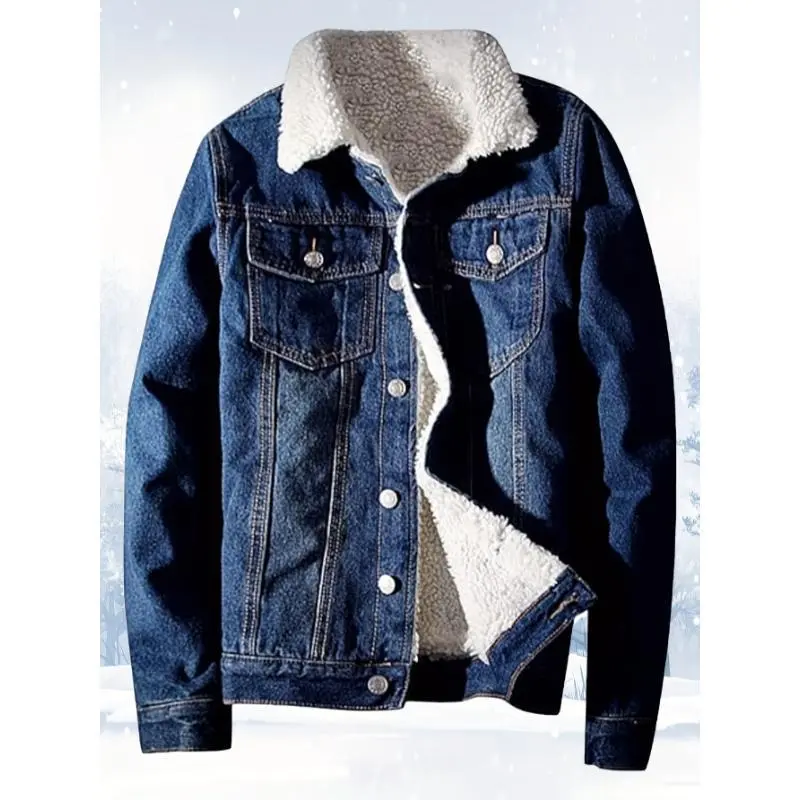 Men's Sherpa Fleece Lined Denim Jacket Warm Winter Trucker Jacket Cowboy Jean Jacket men's graphic tees Menswear Coats