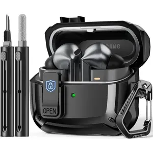 BASIC SUPPLY Compatible with Galaxy Buds 3 Pro Case(2024),Buds3 FE (2025),Buds 3 Case (2024) With Secure Lock Clip & Cleaning kit -Black