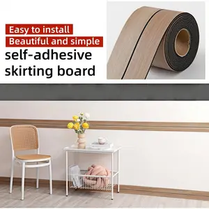 300cm/118.11inch Self-Adhesive Skirting Corner Strips，Peel and Stick Edge Trim，wood Grain Self-adhesive Wallpaper， Suitable for Home Decoration