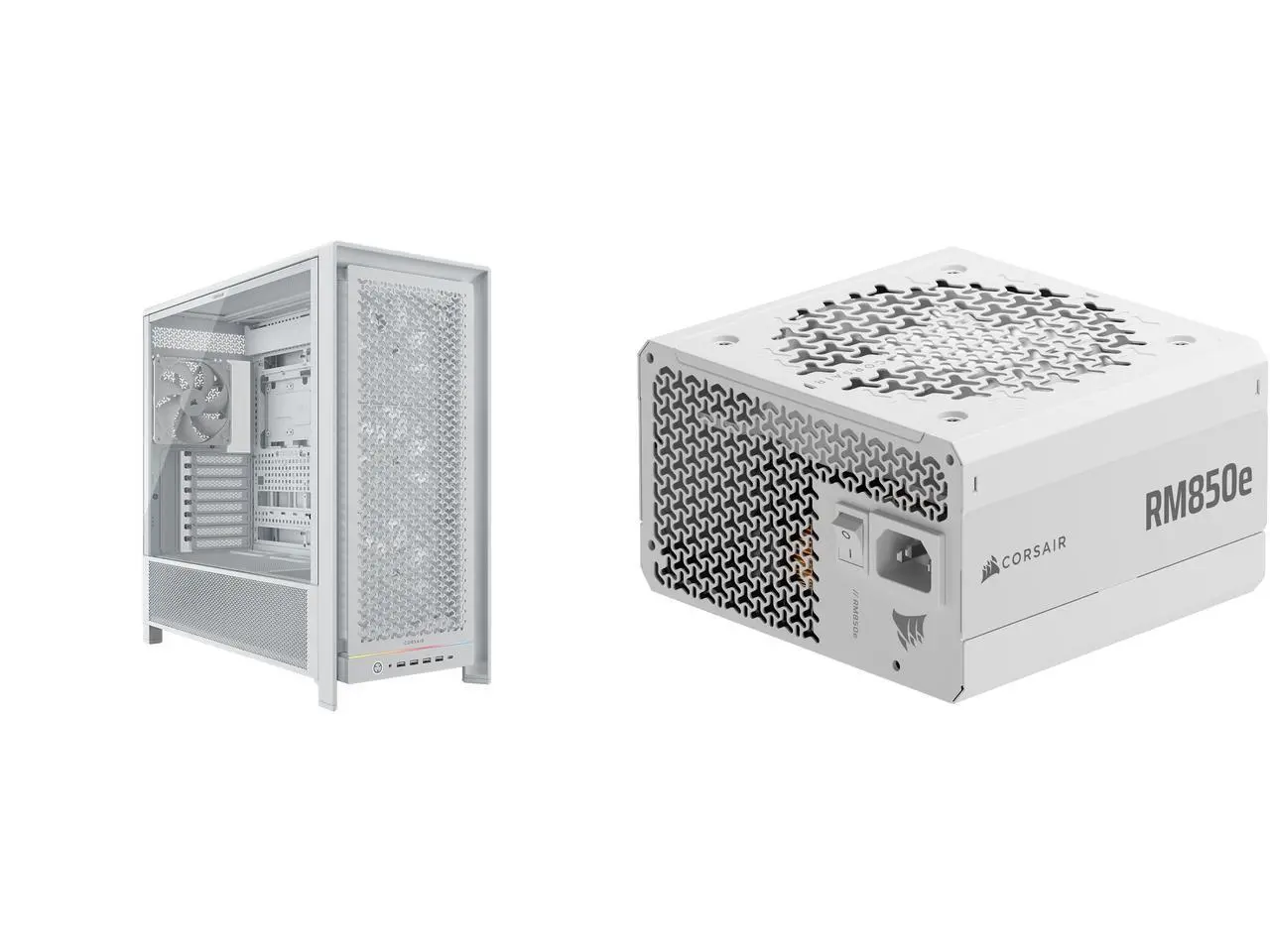 CORSAIR FRAME 5000D RS Mid-Tower PC Case, White + RM850e (2025) Modular ATX Power Supply, 12V-2x6 Cable, ATX 3.1 & PCIe 5.1, Cybenetics Gold, 105°C Capacitors, Modern Standby, White