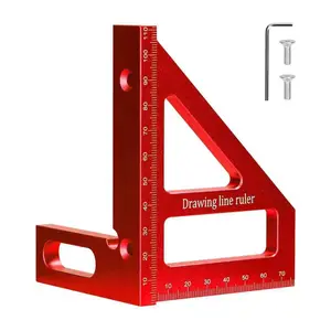 Aluminum Drafting Square Ruler, Multi-Angle Triangular Measuring Tool, High Precision Woodworking Tool for DIY and Construction