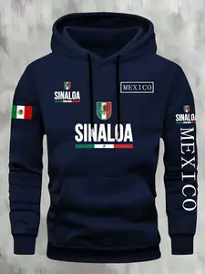 Men's Sinaloa Mexico Hoodie | Oversized Fit, State & National Emblem Print | Trendy Streetwear Essential | Perfect for Mexican Heritage & Urban Style Enthusiasts