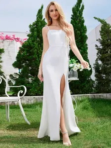 Ever-Pretty Sheer Lace Waist High Slit Sweetheart Sleeveless Mermaid Wedding Dress 02206