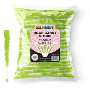 Green Rock Candy Sticks – Watermelon Flavored Dragon Breath Candy, 72 Pack Bulk Individually Wrapped Sugar Crystals for Party Favors, Weddings, Baby & Bridal Showers – By Dr. Variety