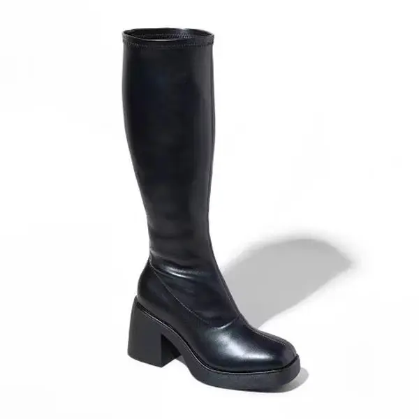 Madden NYC Women's Leather Square Toe Zip Up Boots - Girl Size 7