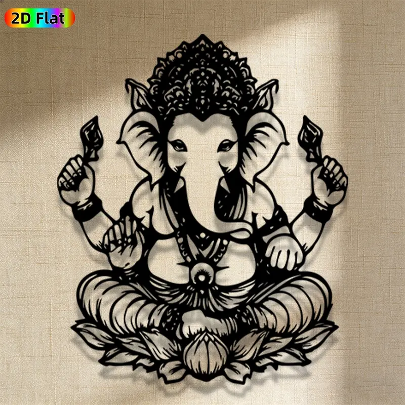 1pc Avant-Garde Ganesha Metal Wall Art, Avant-Garde Ganesha Statue Mural, Iron Craft, Perfect for Living Room, Garden, Indoor/Outdoor Decor, Intricate Craftsmanship, Artistic Metalwork, Christmas Decor, Ideal Gift for Spiritual Enthusiasts