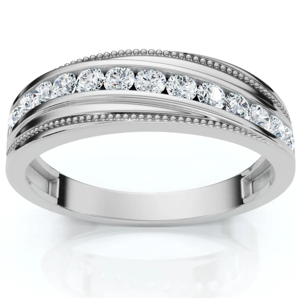 1/2Ct Men's Diamond Wedding Anniversary Ring 10k Gold Lab Grown Channel Set