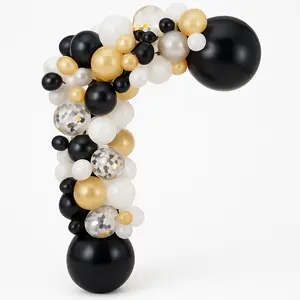 Luxe Latex Balloon Garland Arch Kit - Black, Gold, Silver & White