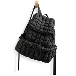 Large Capacity Backpack Down Backpack Wrinkled Cloud Puff Silk Cotton Backpack Commuting Fashion