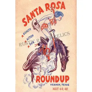 Santa Rosa Round Up - Vintage Rodeo Poster