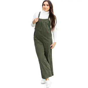 Solid Pocketed Loose Fit Corduroy Overall Full Size Range Available in Size S-4X Both for Plus Size & Regular