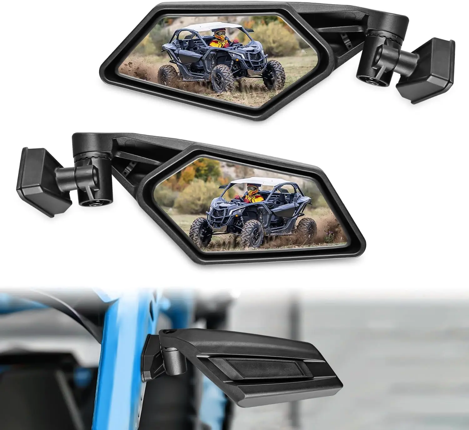 Nilight Folding Aluminum Upgraded UTV Side Mirrors - 360° Adjustable, High Visibility Rear View, Compatible with 2016-2023 Can Am Maverick X3 Turbo R, Car Exterior Accessories, Auto Parts Accessories, Car Accessories, Accessories For Car