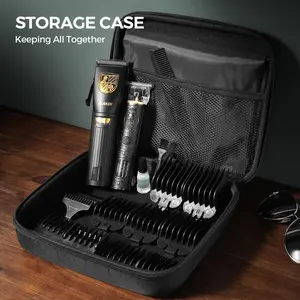 GLAKER Cordless Hair Clipper Kit- Hair Trimmerfor Men, Back to School Gift, Sharp Blades, LEDDisplay,15 Guide Combs, Travel Case, and StorageComfort-6026