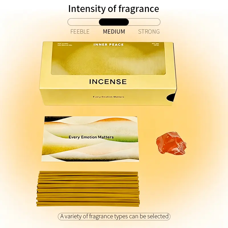 Home hand-dipped incense sticks (80 sticks) are used for high-quality aromatherapy, such as fragrance, rose fragrance, sweet-scented osmanthus fragrance, tea fragrance and sandalwood fragrance, with crystal stone incense inserts and grey cards.