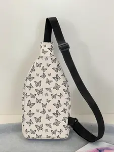 Women's Fashion Chest Bag with Adjustable Strap, Large Capacity Butterfly Print Satchel, Durable Crossbody Bag with Zipper for Travel Hiking