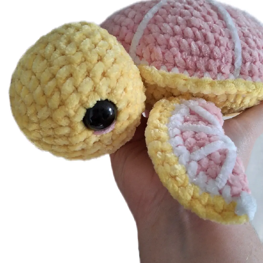Large Grapefruit Crochet Turtle - Adorable Handmade Soft Toy with Colorful Design and Grapefruit Accent