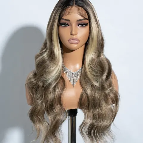Women's Natural Long Wavy Lace Front Synthetic Material Wigs, Fashion Wig, Middle Part Wigs without Bangs for Cosplay, Party, Daily Hairstyles Ideas, Daily Wear Wig