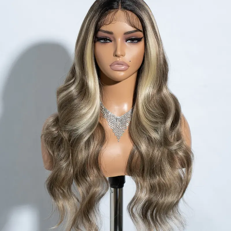 Women's Natural Long Wavy Lace Front Synthetic Material Wigs, Fashion Wig, Middle Part Wigs without Bangs for Cosplay, Party, Daily Hairstyles Ideas, Daily Wear Wig