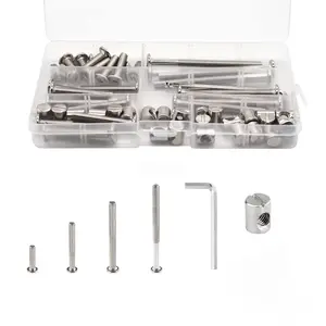 Multi-Sized Screw Combination Assembly for  and Decoration 8 Sizes - M6x12/16/25/35/45/55/65/75mmx4, Includes 32 Nuts, 1 Hexagonal Wrench