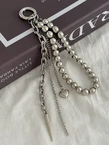 Elegant Metal Faux Pearl Beaded Keychain Heart Shape Tassel Decoration Pendant Jewelry Bead Bag Chain Gifts Phone Accessories Gifts For Women Personalised Gifts Funny Gifts Gifts For Men Men Gifts Gifts For Boyfriend Phone Charm