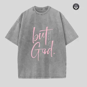 "But God" Christian Quote T-Shirt, Vintage Washed Faith-Based Graphic Tee, Inspirational Scripture Short Sleeve Crew Neck Casual T-Shirt for Men & Women