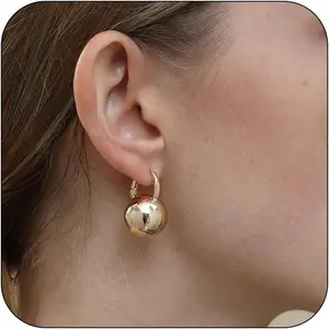 / Hoop Earrings,  Plated Ball Drop Dangle  Lightweight Earrings for Women