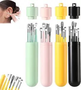 6PCS Ear Wax Removal Tool Set - Professional Ear Cleaning Kit with Storage Tube | Safe Ear Spoons, Ear Picks & Curette | Gentle Earwax Remover Tools, Non-Slip Grip | Ear Care Supplies for Home & Travel | Pain-Free, Reusable Ear Cleaning Tools