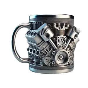 Mechanical Heart Engine Shape Mug, Resin Industrial Style Coffee Cup, Unique High-End Desktop Decoration, Creative Boyfriend Gift, Funny Mug
