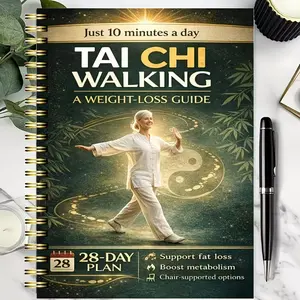 Tai Chi walking weight loss method: the elderly are suitable for 28-day sequential exercise plan, walking with chair assistance, suitable for joint-friendly low-intensity exercise, balance training plan sticker, Guided Journal