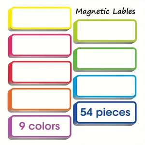 Magnetic Dry Erase Labels, 54pcs/set Magnetic Dry Erase Labels Name Plate Tags, Flexible Reusable Name Stickers for Whiteboards Locker Fridge Crafts Office Home, Decor, Refrigerator Decorating Magnet, Fridge Magnets, Higher End Fridge Magnets