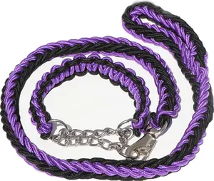 BLACK & PURPLE SHOWTIME LEASH AND COLLAR SET